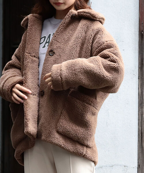 BeAMS DOT(ビームスドット)の「【WEB限定】BeAMS DOT / 襟付き ビッグボアジャケット(ブルゾン・レディース・ホワイト系その他5/ブラウン系その他4・FREE)」の13枚目の写真