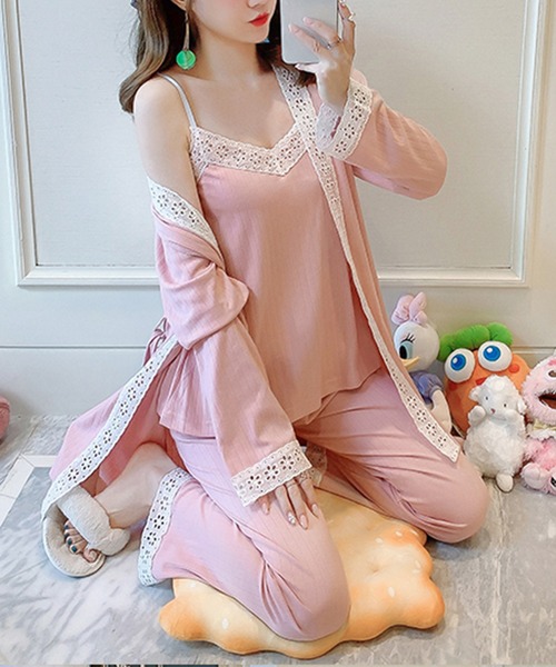 Leja(レジャ)の「【ELCY】レースカーディガン付きルームウェアセット(ルームウェア/パジャマ・レディース・ピンク/イエロー/ブルー・FREE)」の9枚目の写真