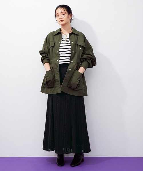 ADAM ET ROPE'(アダムエロペ)の「インドレースパネルスカート(スカート・レディース・ブラック/ダークブラウン・36/38)」の3枚目の写真