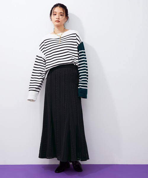 ADAM ET ROPE'(アダムエロペ)の「インドレースパネルスカート(スカート・レディース・ブラック/ダークブラウン・36/38)」の16枚目の写真