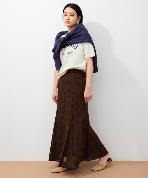 ADAM ET ROPE'(アダムエロペ)の「インドレースパネルスカート(スカート・レディース・ブラック/ダークブラウン・36/38)」の17枚目の写真