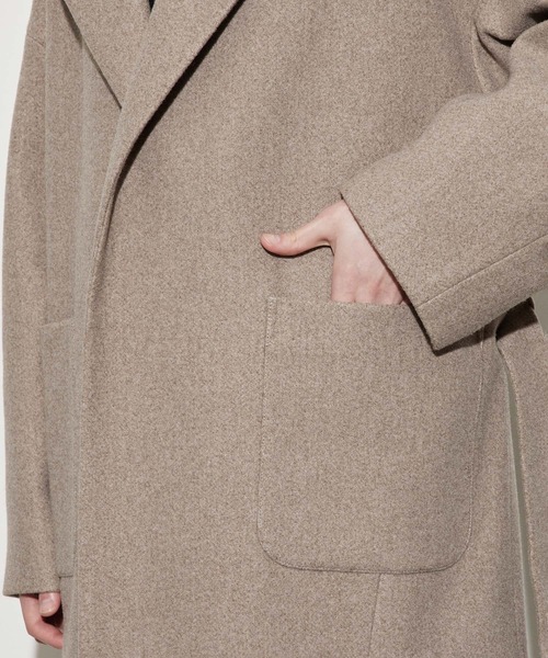 JUNRED（ジュンレッド）の「ウーリーニットオーバーガウンコート（チェスターコート・メンズ・ブラウン/ベージュ系その他/ブラック・L/M/S）」の21枚目の写真