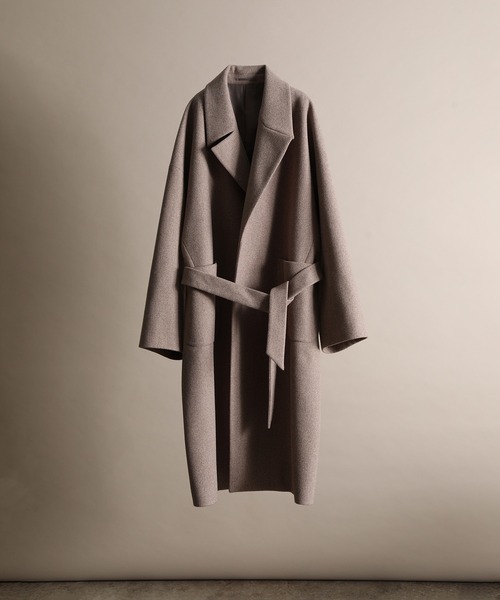 JUNRED（ジュンレッド）の「ウーリーニットオーバーガウンコート（チェスターコート・メンズ・ブラウン/ベージュ系その他/ブラック・L/M/S）」の8枚目の写真