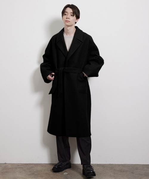 JUNRED（ジュンレッド）の「ウーリーニットオーバーガウンコート（チェスターコート・メンズ・ブラウン/ベージュ系その他/ブラック・L/M/S）」の13枚目の写真