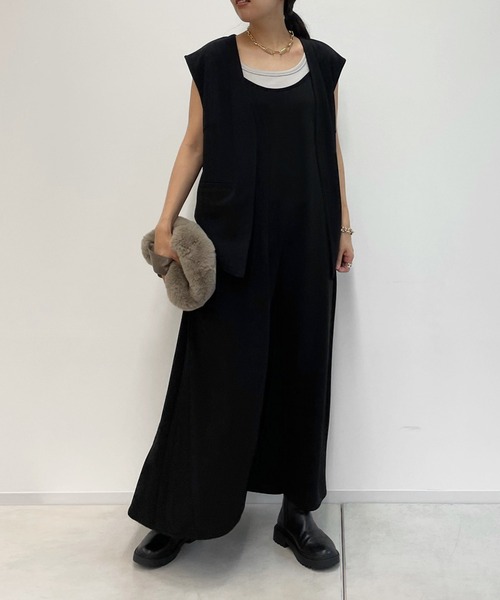 人気❣️DOUDOU カットジョーゼットベスト 黒 カットジョーゼットベスト | DOUDOU(ドゥドゥ)レディース | PAL