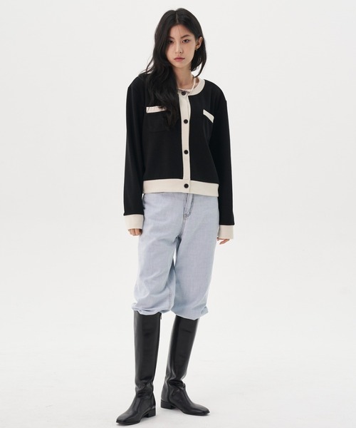 FEKETE（フェケテ）の「FEKETE MADE BICOLOR CHIC CARDIGAN（カーディガン/ボレロ・レディース・ホワイト/ブラック・FREE）」の10枚目の写真