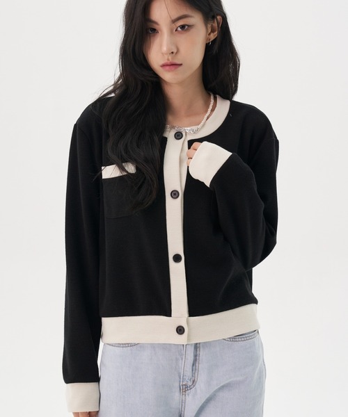 FEKETE（フェケテ）の「FEKETE MADE BICOLOR CHIC CARDIGAN（カーディガン/ボレロ・レディース・ホワイト/ブラック・FREE）」の3枚目の写真