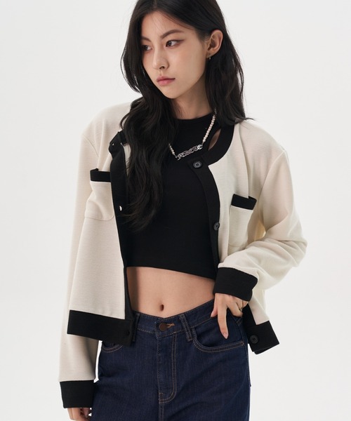 FEKETE（フェケテ）の「FEKETE MADE BICOLOR CHIC CARDIGAN（カーディガン/ボレロ・レディース・ホワイト/ブラック・FREE）」の19枚目の写真
