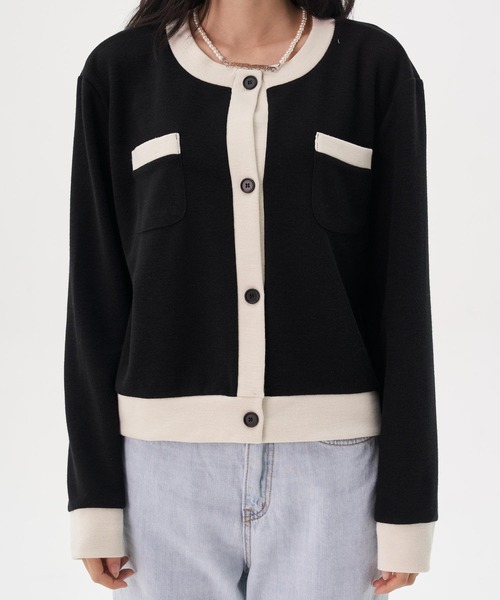 FEKETE（フェケテ）の「FEKETE MADE BICOLOR CHIC CARDIGAN（カーディガン/ボレロ・レディース・ホワイト/ブラック・FREE）」の5枚目の写真
