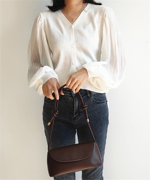 MAISON DE THERESE（メゾン ド テレーズ）の「ボリューム袖　ニットトップス（ニット/セーター・レディース・ホワイト/ブラック・FREE）」の12枚目の写真