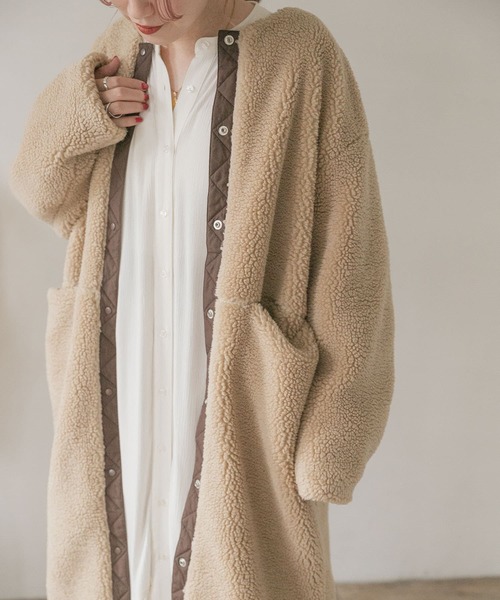 ITEMS URBANRESEARCH(アイテムズ アーバンリサーチ)の「ボアロングコート(その他アウター・レディース・ベージュ/カーキ/ブラック・FREE)」の7枚目の写真