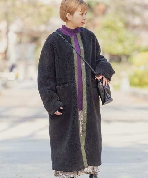 ITEMS URBANRESEARCH(アイテムズ アーバンリサーチ)の「ボアロングコート(その他アウター・レディース・ベージュ/カーキ/ブラック・FREE)」の12枚目の写真