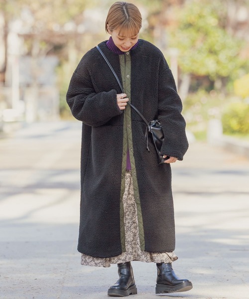 ITEMS URBANRESEARCH(アイテムズ アーバンリサーチ)の「ボアロングコート(その他アウター・レディース・ベージュ/カーキ/ブラック・FREE)」の19枚目の写真