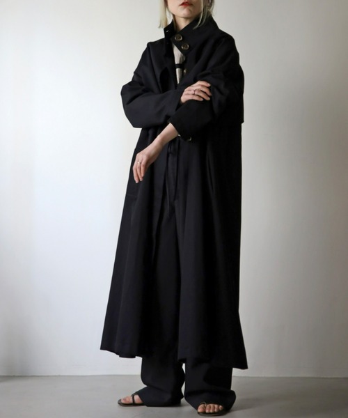 UNFIELD（アンフィールド）の「【UNFIELD スタンドカラーBigトレンチ】（トレンチコート・レディース・ブラック/ベージュ/ライトベージュ・FREE）」の2枚目の写真