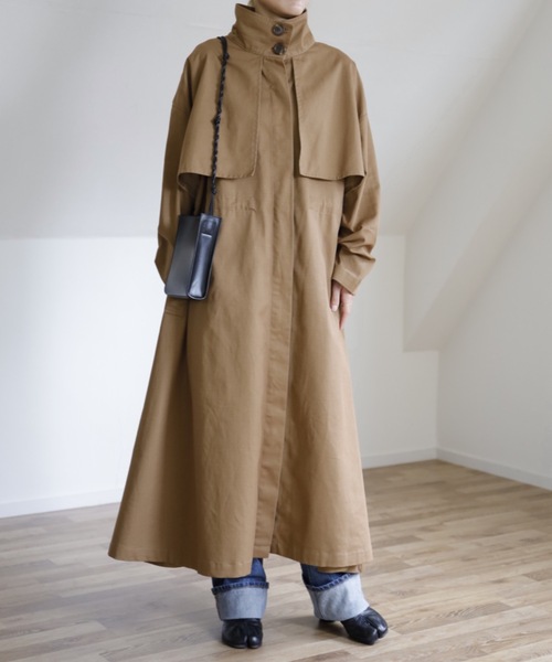 UNFIELD（アンフィールド）の「【UNFIELD スタンドカラーBigトレンチ】（トレンチコート・レディース・ブラック/ベージュ/ライトベージュ・FREE）」の16枚目の写真