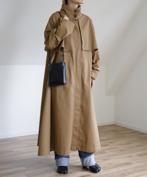 UNFIELD（アンフィールド）の「【UNFIELD スタンドカラーBigトレンチ】（トレンチコート・レディース・ブラック/ベージュ/ライトベージュ・FREE）」の11枚目の写真