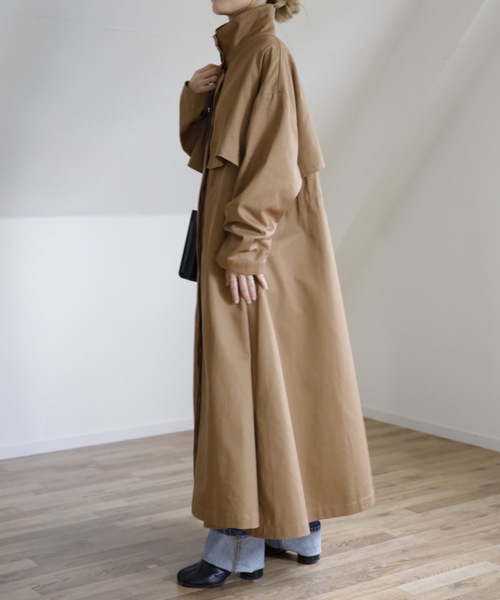 UNFIELD（アンフィールド）の「【UNFIELD スタンドカラーBigトレンチ】（トレンチコート・レディース・ブラック/ベージュ/ライトベージュ・FREE）」の8枚目の写真