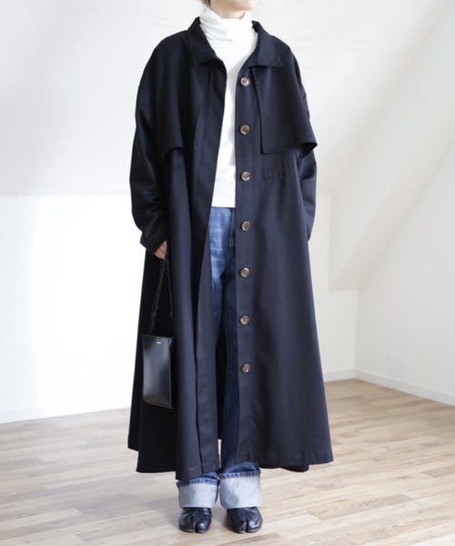 UNFIELD（アンフィールド）の「【UNFIELD スタンドカラーBigトレンチ】（トレンチコート・レディース・ブラック/ベージュ/ライトベージュ・FREE）」の13枚目の写真