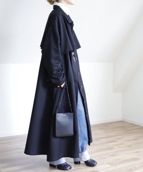 UNFIELD（アンフィールド）の「【UNFIELD スタンドカラーBigトレンチ】（トレンチコート・レディース・ブラック/ベージュ/ライトベージュ・FREE）」の10枚目の写真