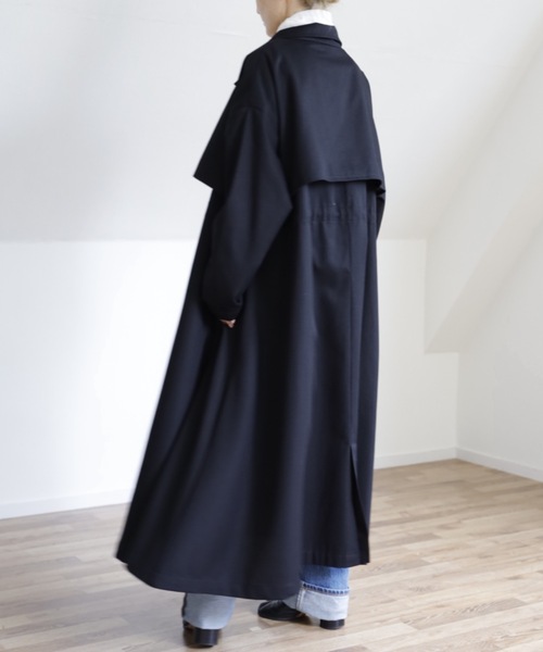 UNFIELD（アンフィールド）の「【UNFIELD スタンドカラーBigトレンチ】（トレンチコート・レディース・ブラック/ベージュ/ライトベージュ・FREE）」の7枚目の写真