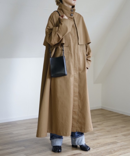 UNFIELD（アンフィールド）の「【UNFIELD スタンドカラーBigトレンチ】（トレンチコート・レディース・ブラック/ベージュ/ライトベージュ・FREE）」の9枚目の写真