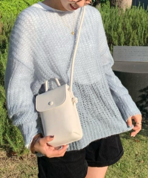 WEGO（ウィゴー）の「WEGO/【2点セット】モヘアライクメッシュニット（ニット/セーター・レディース・ホワイト/ブラック/サックスブルー・FREE）」の3枚目の写真