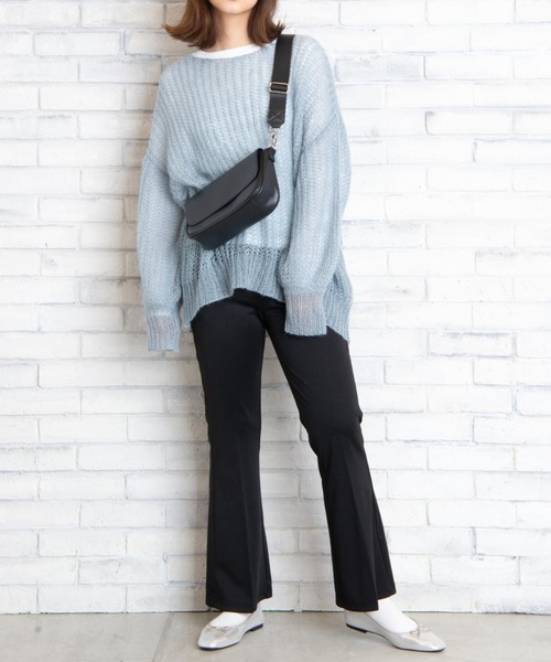 WEGO（ウィゴー）の「WEGO/【2点セット】モヘアライクメッシュニット（ニット/セーター・レディース・ホワイト/ブラック/サックスブルー・FREE）」の21枚目の写真