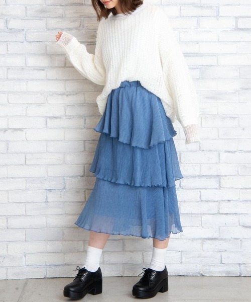 WEGO（ウィゴー）の「WEGO/【2点セット】モヘアライクメッシュニット（ニット/セーター・レディース・ホワイト/ブラック/サックスブルー・FREE）」の15枚目の写真