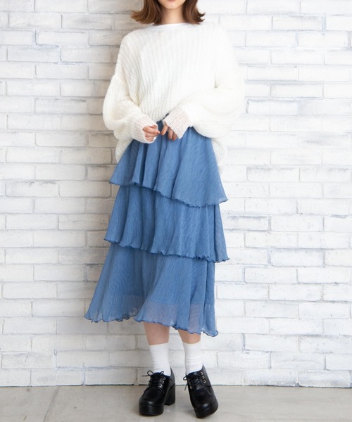 WEGO（ウィゴー）の「WEGO/【2点セット】モヘアライクメッシュニット（ニット/セーター・レディース・ホワイト/ブラック/サックスブルー・FREE）」の16枚目の写真