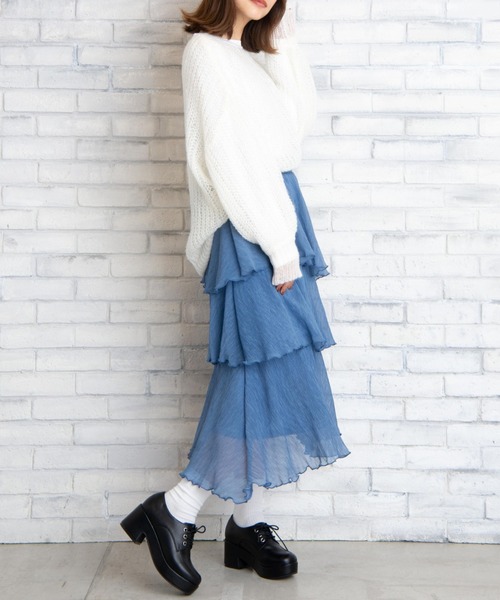 WEGO（ウィゴー）の「WEGO/【2点セット】モヘアライクメッシュニット（ニット/セーター・レディース・ホワイト/ブラック/サックスブルー・FREE）」の17枚目の写真