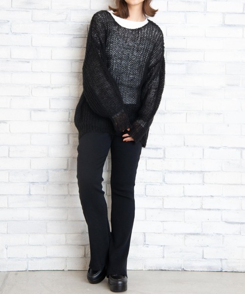 WEGO（ウィゴー）の「WEGO/【2点セット】モヘアライクメッシュニット（ニット/セーター・レディース・ホワイト/ブラック/サックスブルー・FREE）」の20枚目の写真