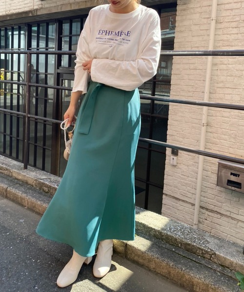 【マーメイド・リクエスト同時購入特割特価(1/2)青＋緑、各360ｇ】 セール】ハイウエストベルト付きマーメイドスカート（スカート）｜one