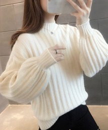 リブプチハイネックニット