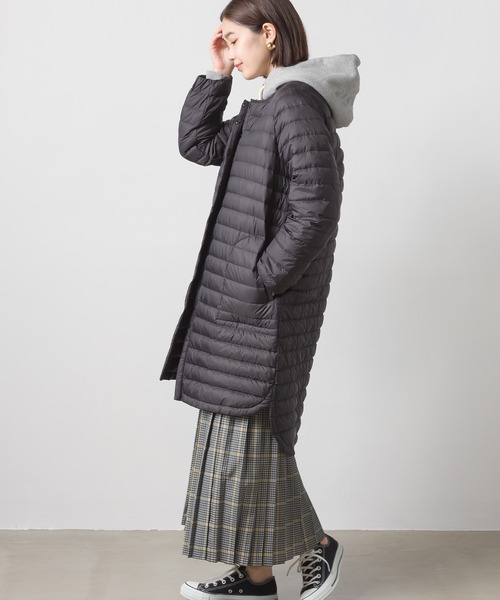 OMNES（オムネス）の「インナーダウンロングジャケット（ダウンジャケット/コート・レディース・ブラック/キャメル/カーキ/ベージュ/ネイビー・LARGE/MEDIUM）」の13枚目の写真
