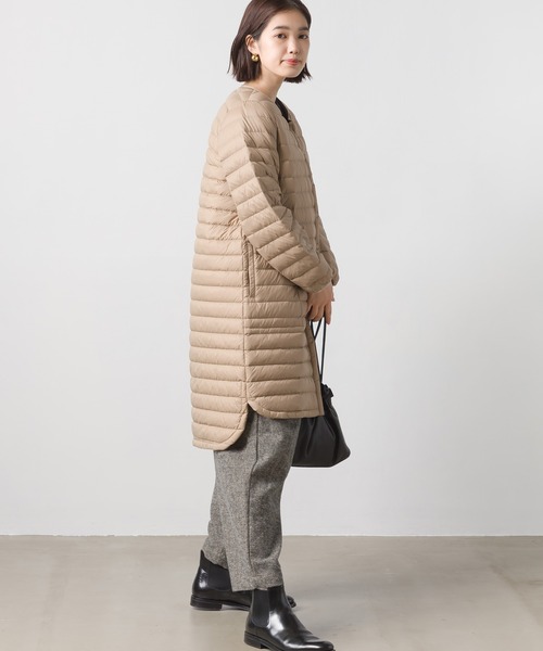 OMNES（オムネス）の「インナーダウンロングジャケット（ダウンジャケット/コート・レディース・ブラック/キャメル/カーキ/ベージュ/ネイビー・LARGE/MEDIUM）」の21枚目の写真