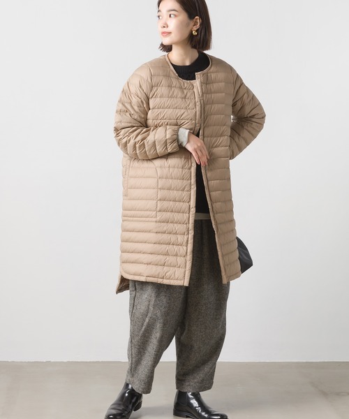 OMNES（オムネス）の「インナーダウンロングジャケット（ダウンジャケット/コート・レディース・ブラック/キャメル/カーキ/ベージュ/ネイビー・LARGE/MEDIUM）」の14枚目の写真