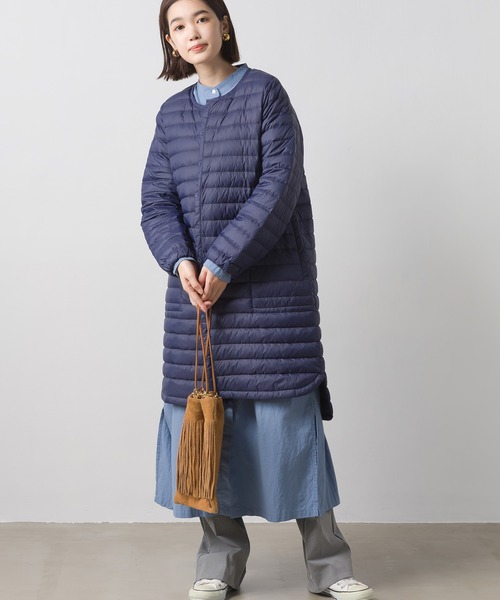 OMNES（オムネス）の「インナーダウンロングジャケット（ダウンジャケット/コート・レディース・ブラック/キャメル/カーキ/ベージュ/ネイビー・LARGE/MEDIUM）」の8枚目の写真