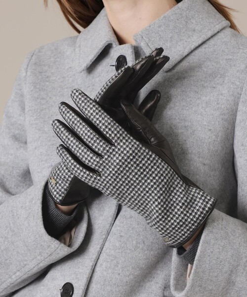 MACKINTOSH LONDON（マッキントッシュ ロンドン）の「チェック×レザーコンビグローブ（手袋・レディース・ベージュ/ブラック・FREE）」の3枚目の写真