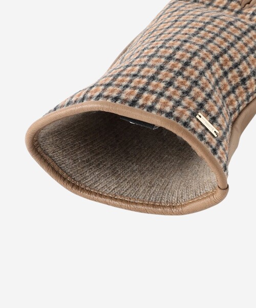 MACKINTOSH LONDON（マッキントッシュ ロンドン）の「チェック×レザーコンビグローブ（手袋・レディース・ベージュ/ブラック・FREE）」の8枚目の写真