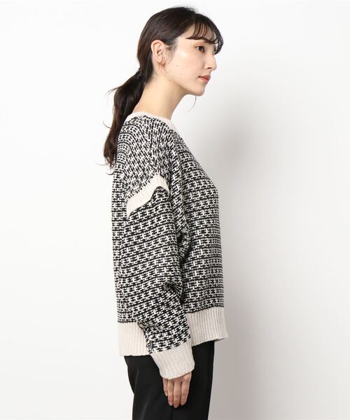 cepo（セポ）の「ジャガードニット 2WAY（ニット/セーター・レディース・グリーン/オフホワイト/ダークグレー/サックスブルー・M）」の5枚目の写真