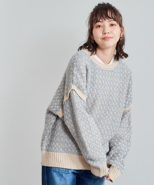 cepo（セポ）の「ジャガードニット 2WAY（ニット/セーター・レディース・グリーン/オフホワイト/ダークグレー/サックスブルー・M）」の4枚目の写真