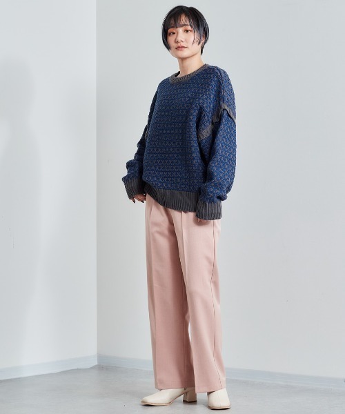 cepo（セポ）の「ジャガードニット 2WAY（ニット/セーター・レディース・グリーン/オフホワイト/ダークグレー/サックスブルー・M）」の2枚目の写真