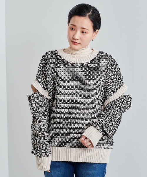 cepo（セポ）の「ジャガードニット 2WAY（ニット/セーター・レディース・グリーン/オフホワイト/ダークグレー/サックスブルー・M）」の10枚目の写真