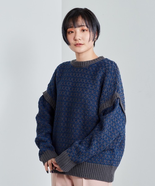 cepo（セポ）の「ジャガードニット 2WAY（ニット/セーター・レディース・グリーン/オフホワイト/ダークグレー/サックスブルー・M）」の15枚目の写真