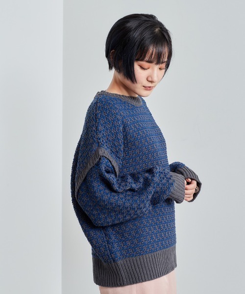 cepo（セポ）の「ジャガードニット 2WAY（ニット/セーター・レディース・グリーン/オフホワイト/ダークグレー/サックスブルー・M）」の17枚目の写真