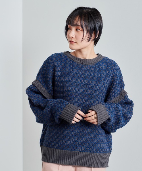 cepo（セポ）の「ジャガードニット 2WAY（ニット/セーター・レディース・グリーン/オフホワイト/ダークグレー/サックスブルー・M）」の16枚目の写真