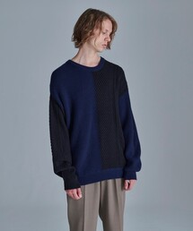 tk.TAKEO KIKUCHI | ウィークコントラストハーフパターンニット(ニット/セーター)