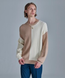 tk.TAKEO KIKUCHI | ウィークコントラストハーフパターンニット(ニット/セーター)