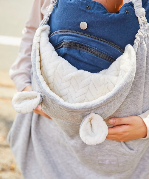 Rosemadame（ローズマダム）の「風を通しにくいブランケットケープ  ベビーケープ 防寒ケープ 抱っこひもケープ フットカバー付きベビーカー装着（おくるみ・レディース・ネイビー/グレー・フリー）」の18枚目の写真