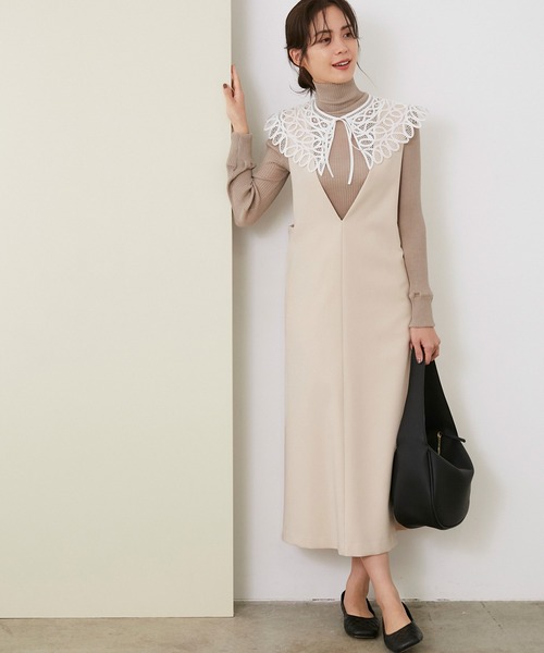 ROPE'（ロペ）の「ストレッチトロジャンパースカート（ジャンパースカート・レディース・ホワイト系その他2/ブラック/キャメル・38）」の2枚目の写真